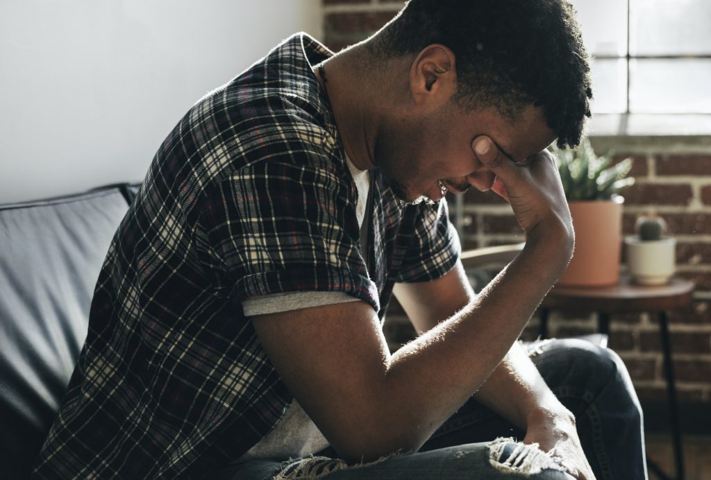 Depressed and sad young man