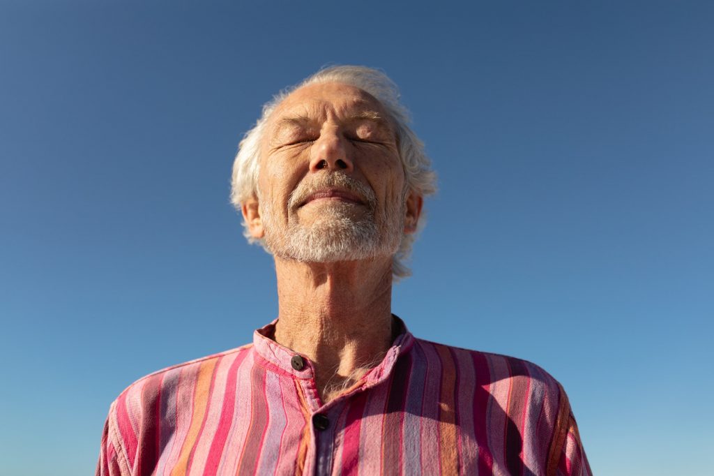 Old man enjoying free time